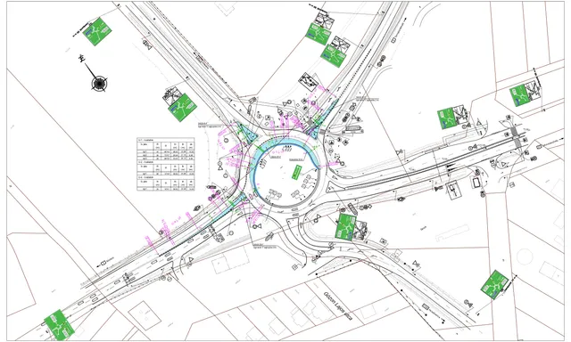 Drawing excerpts – road, traffic engineering and utility design works